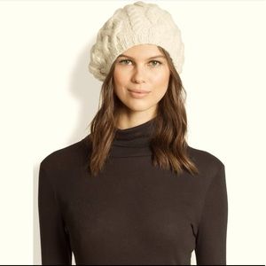 Eugenia Kim Apres Ski Cream knit wool slouchy “Jamie” Beret with Pom